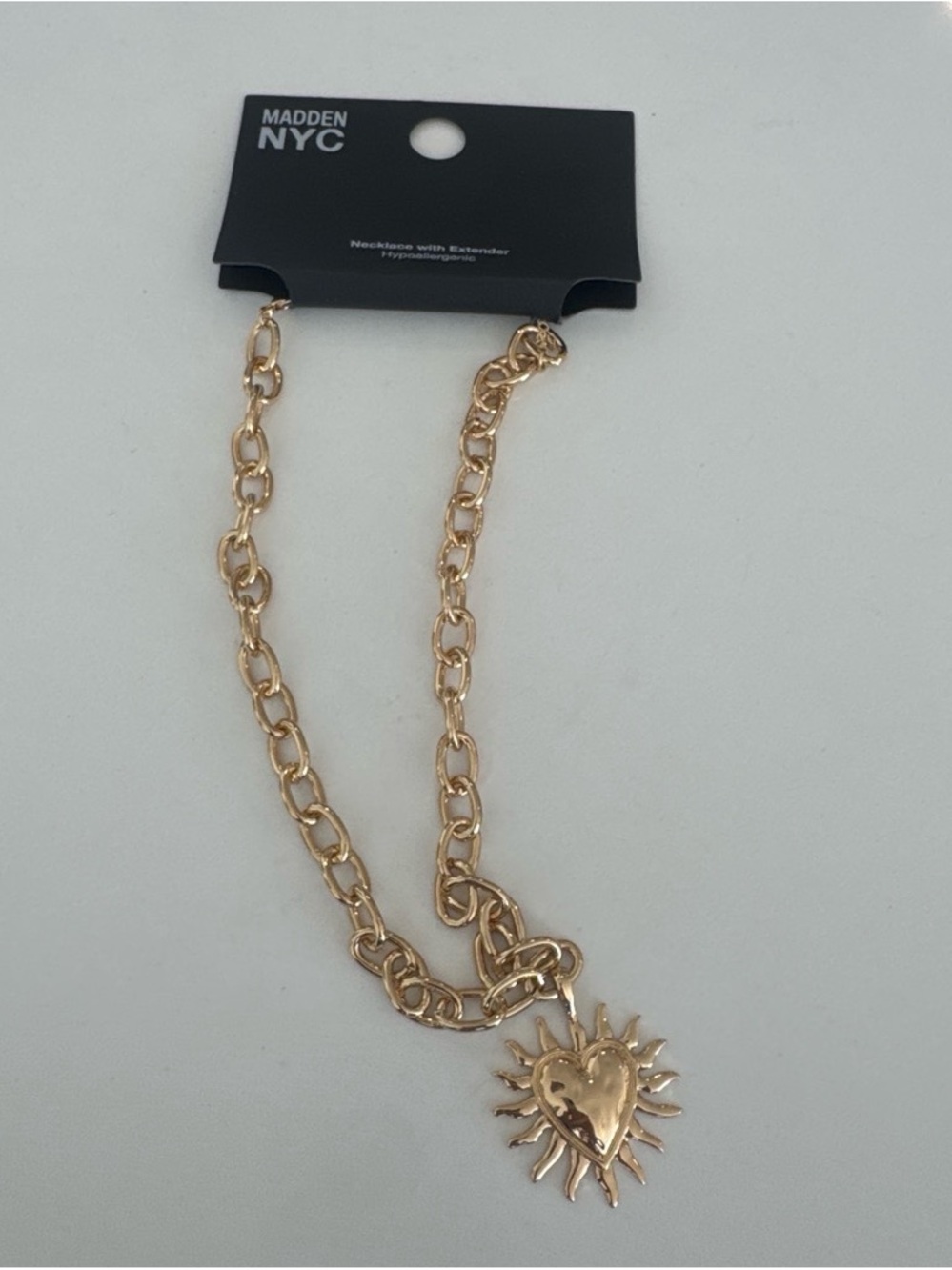 Madden Girl Gold Heart Sunburst Pendant Necklace